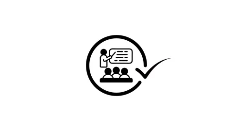Online education icon animation with classroom setting and students learnin.. Stock Footage 346497362