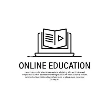 Online education icon. E-learning, audio book. Vector on isolated white backg Stock Illustration