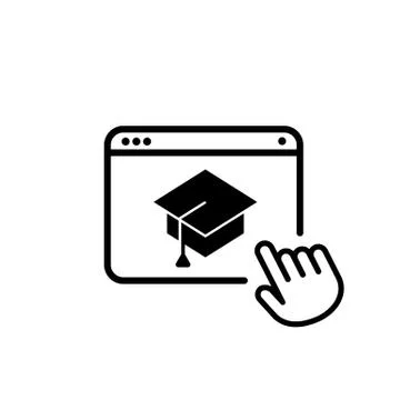 Online education icon. E learning online at home. Distance school. Vector on  Illustrazione stock