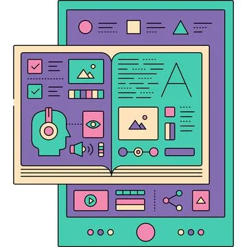 Online education icon e-learning app flat vector Stock Illustration