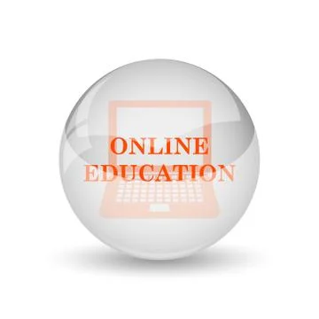 Online education icon. Internet button on white background.. Illustrazione stock