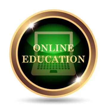 Online education icon. Internet button on white background.. Stock Illustration