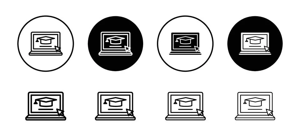 Online education icon representing e-learning and virtual classrooms, ideal.. Stock Illustration