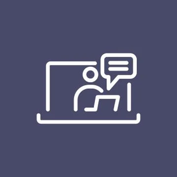 Online education icon simple flat style outline illustration Stock Illustration