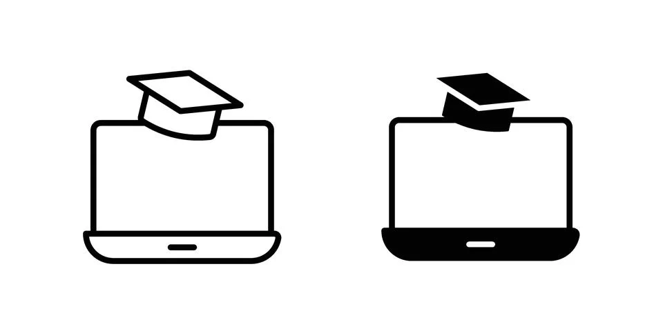 Online education icon vector concepts, line and silhouette style Stock Illustration