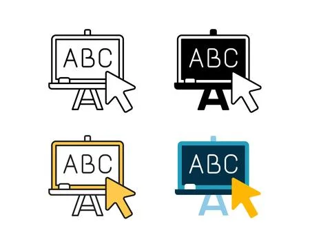 Online education icon vector design in 4 style line, glyph, duotone, and flat Stock Illustration