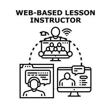 Online education instructor conducting virtual learning lesson イラスト素材