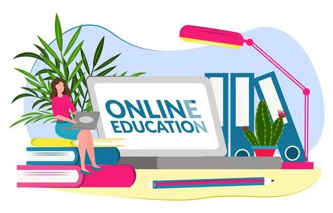 Online education on the Internet. Stockillustratie