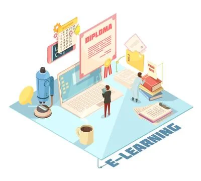 Online Education Isometric Design Stock Illustration