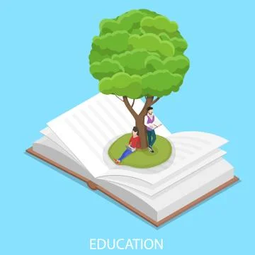 Online education isometric flat vector conceptual illustration. Stock Illustration