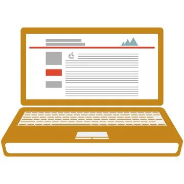 Online education on laptop computer vector icon 스톡 일러스트