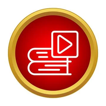Online education learning books playing video content Illustrazione stock