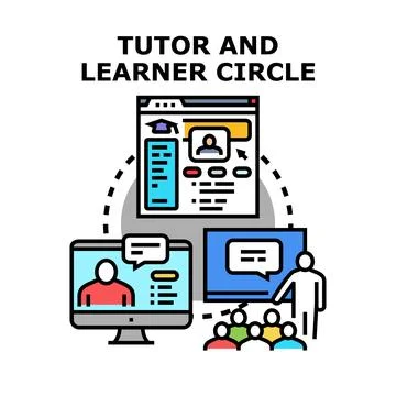 Online education learning circle developing teaching concepts Ilustração Stock