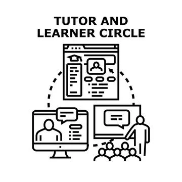 Online education learning circle developing teaching concepts Stock Illustration