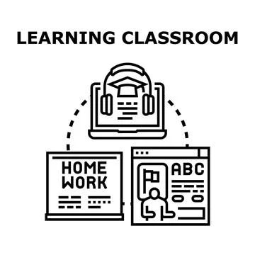 Online education learning classroom concept illustration 스톡 일러스트