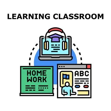 Online education learning classroom concept illustration Stock Illustration