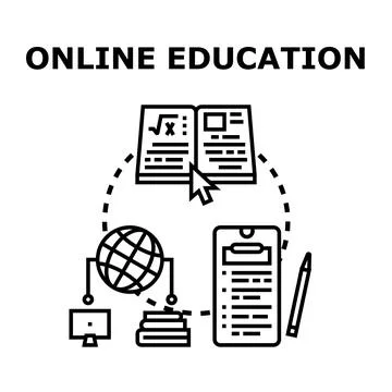 Online education learning distance studying global classroom Stockillustratie