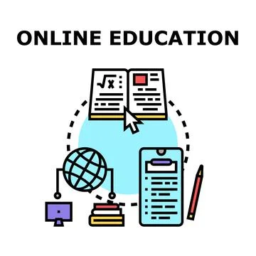 Online education learning distance studying global classroom Stock Illustration