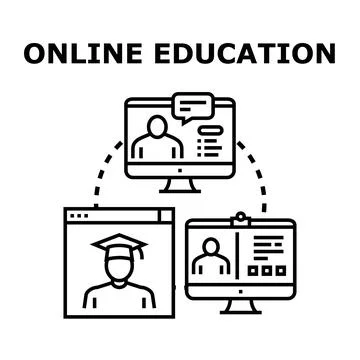 Online education learning distance studying knowledge platform Stock Illustration
