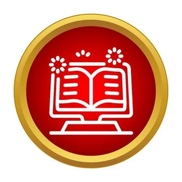 Online education learning icon digital book monitor Stock Illustration