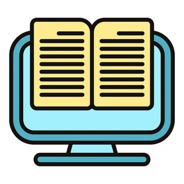 Online education learning icon displaying e book content Stock Illustration