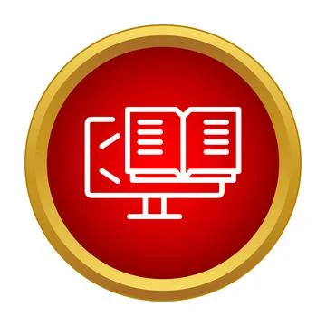 Online education learning icon displaying digital book from screen イラスト素材