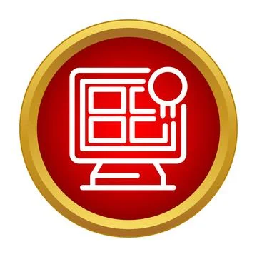 Online education learning icon on red gold circle Stock Illustration