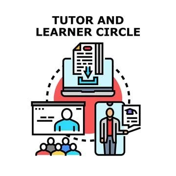 Online education learning platform tutor student circle Stock Illustration