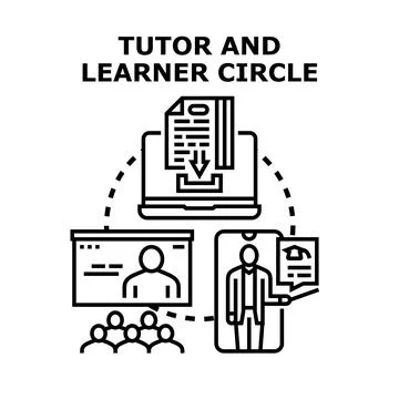 Online education learning platform tutor student circle Stock Illustration