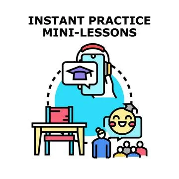Online education learning practice mini lessons concept Stock Illustration
