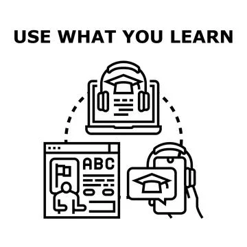 Online education learning process with digital devices Stock Illustration