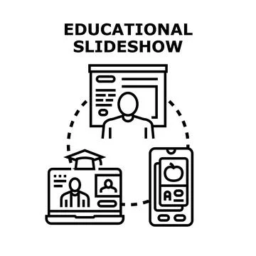 Online education learning process using digital slideshows Stock Illustration