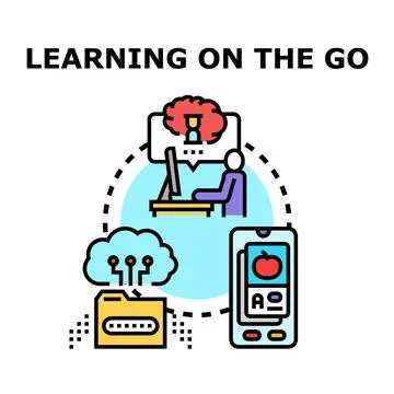 Online education learning process using digital platform concept Illustrazione stock