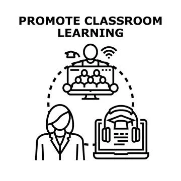 Online education learning promoting distant classroom concept Stock Illustration