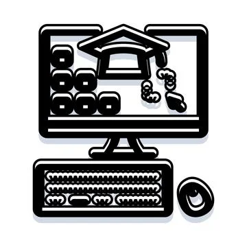 Online education learning system with academic symbols Stock Illustration
