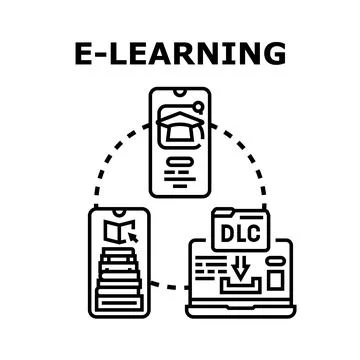 Online education learning system with digital content Stock Illustration