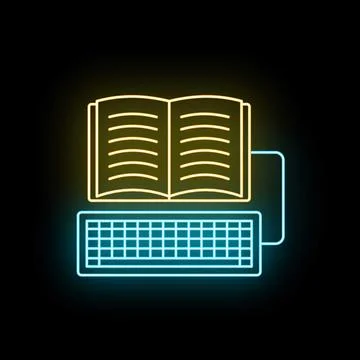 Online education learning system neon light icon Illustrazione stock