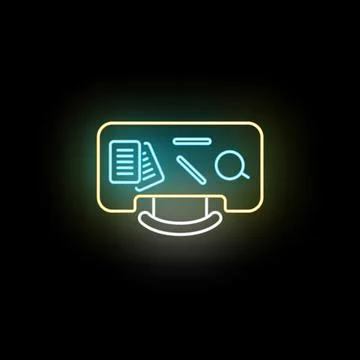 Online education learning tools neon glowing sign Illustrazione stock