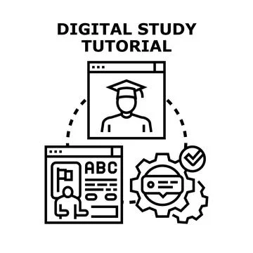 Online education learning tutorial digital study concept Illustrazione stock
