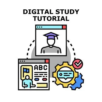 Online education learning tutorial digital study concept Stock Illustration