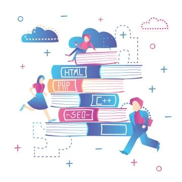 Online Education. Learning Web Design, Coding and SEO. Stock Illustration