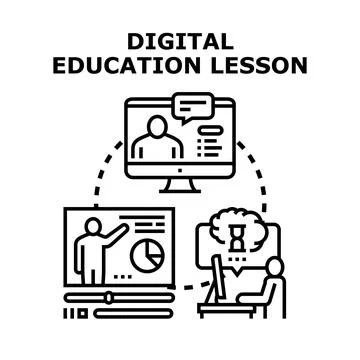 Online education lesson learning process for students Stock Illustration
