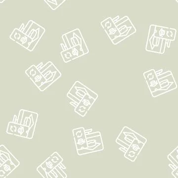 Online education line vector seamless pattern black Stock Illustration