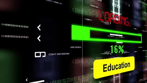 Online Education Loading Progress Interface with Digital Code Background Video stock 337435227
