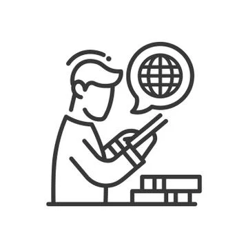 Online education - modern vector single line icon Stock Illustration