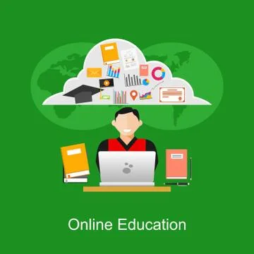 Online education or e-learning concept illustration. Stock Illustration