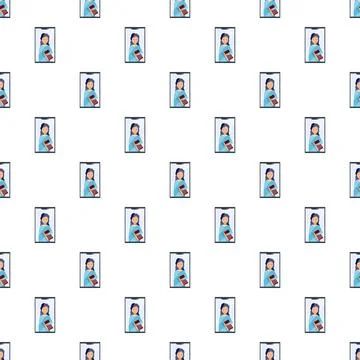 Online education pattern with teacher on smartphone screen Stock Illustration