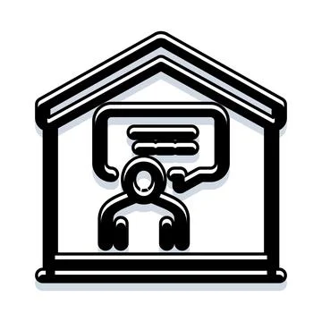 Online education person teaching inside house icon Stock Illustration