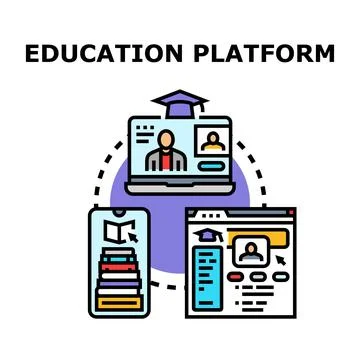Online education platform concept connecting students and learning Stock Illustration