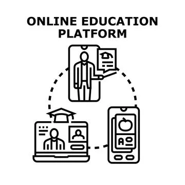 Online education platform connecting students and teachers digitally Stock Illustration